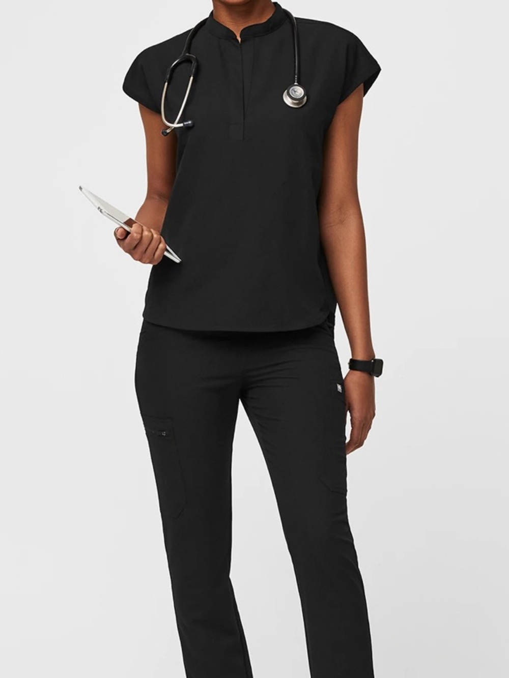 Figs Rafaela Oversized Black Scrub Top Size M